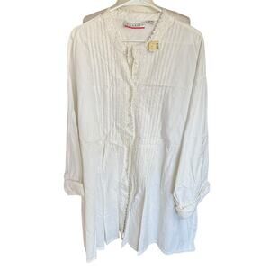 Vtg Forelli Blouse Women's Button Up Top White 4X XXXXL Comfort Relaxed Boxy